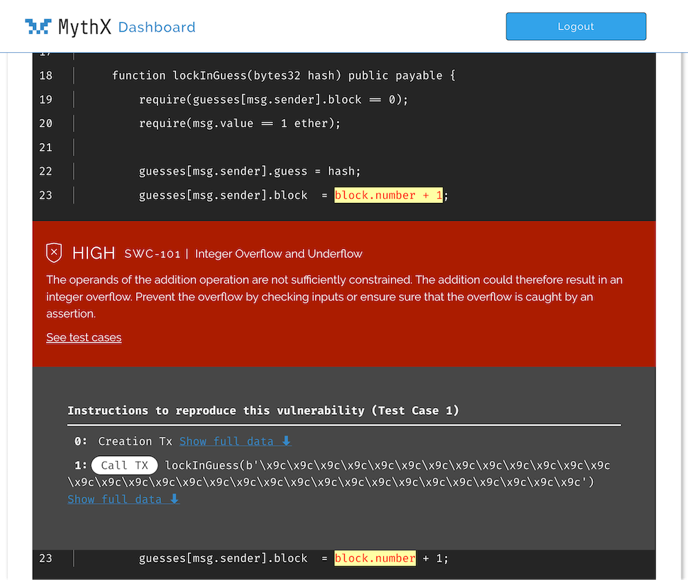 MythX Dashboard